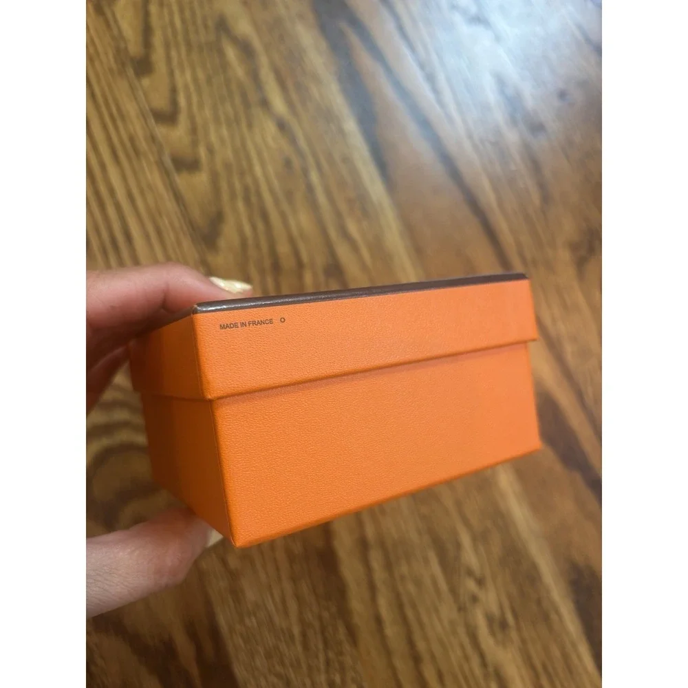 Hermes Authentic Empty Orange Jewelry Box Felt Pouch 4